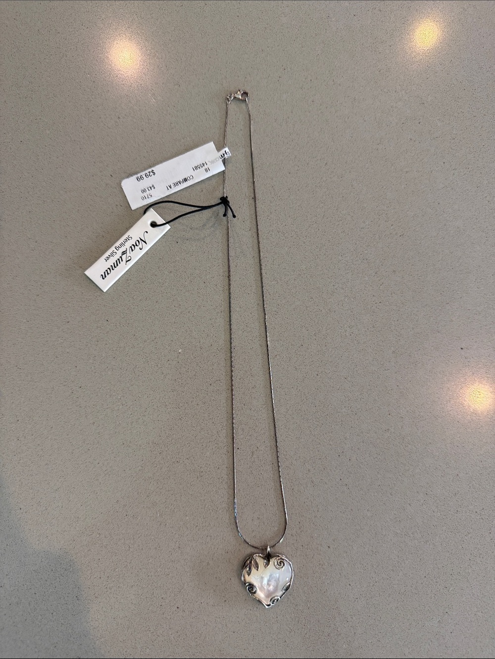 NWT, Noa Zuman sterling Silver Heart Pendant Necklace - Elegant Women’s Jewelry